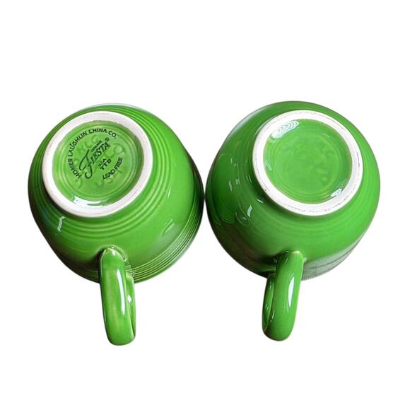 Lot of 2 Fiesta Ware Flat Cups Chartreuse Green HLC USA Replacement - Picture 4 of 9